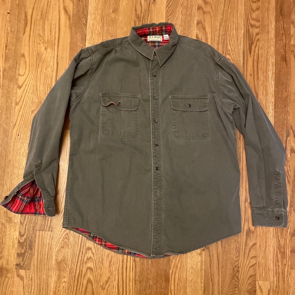 Vintage 90s L.L. Bean Button Up Flannel Lined Shirt Size L Made In USA